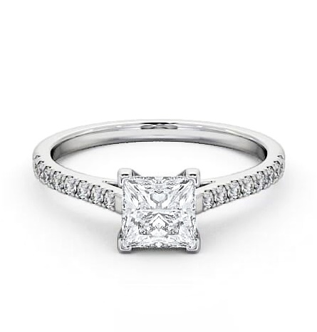 Princess Diamond Squared Prong Ring 18K White Gold Solitaire ENPR44_WG_THUMB2 