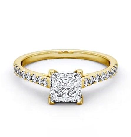 Princess Diamond Squared Prong Ring 9K Yellow Gold Solitaire ENPR44_YG_THUMB2 