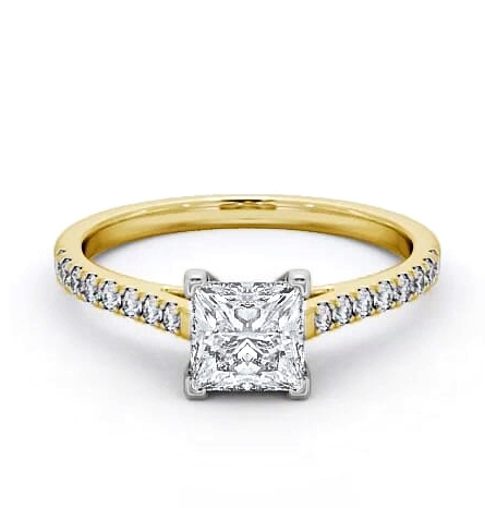 Princess Diamond Squared Prong Ring 18K Yellow and White Gold Solitaire ENPR44_YWG_THUMB1