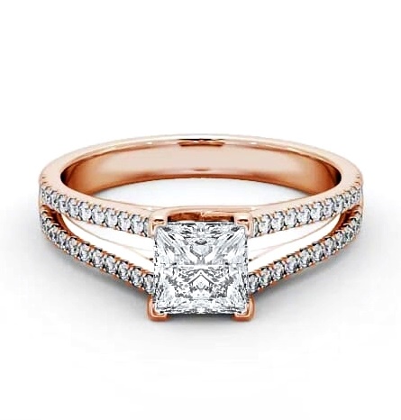 Princess Diamond Split Band Engagement Ring 9K Rose Gold Solitaire ENPR45_RG_THUMB1