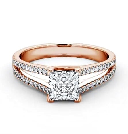 Princess Diamond Split Band Engagement Ring 9K Rose Gold Solitaire ENPR45_RG_THUMB2 