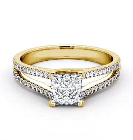 Princess Diamond Split Band Engagement Ring 9K Yellow Gold Solitaire ENPR45_YG_THUMB1