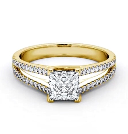 Princess Diamond Split Band Engagement Ring 18K Yellow Gold Solitaire ENPR45_YG_THUMB2 