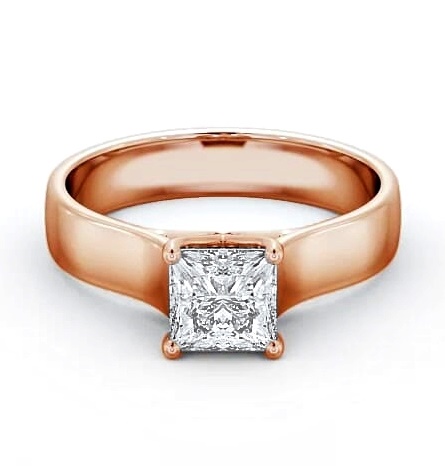 Princess Diamond Wide Band Engagement Ring 18K Rose Gold Solitaire ENPR46_RG_THUMB1