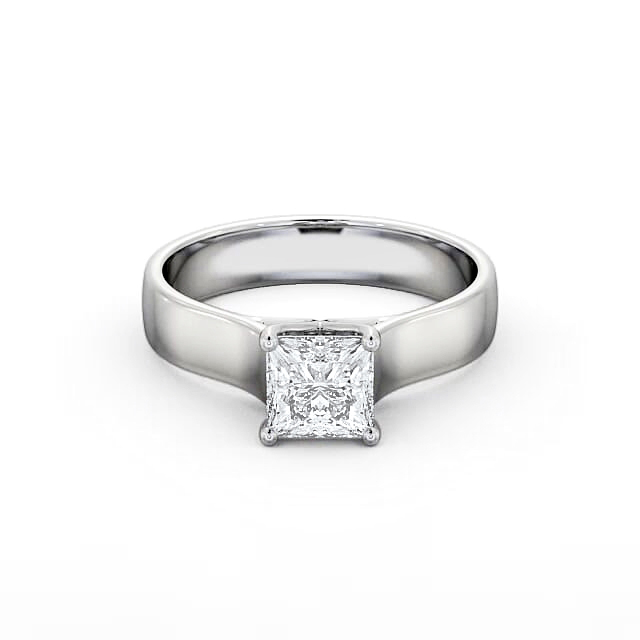 Princess Diamond Engagement Ring 18K White Gold Solitaire - Tyra ENPR46_WG_HAND