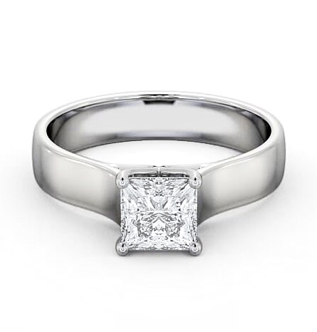 Princess Diamond Wide Band Engagement Ring Platinum Solitaire ENPR46_WG_THUMB1