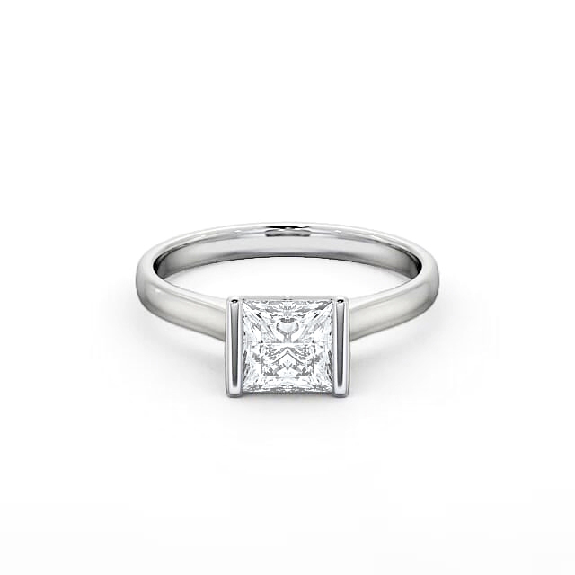 Princess Diamond Engagement Ring 18K White Gold Solitaire - Leilah ENPR48_WG_HAND