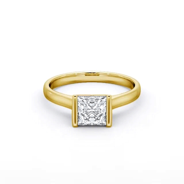 Princess Diamond Engagement Ring 18K Yellow Gold Solitaire - Leilah ENPR48_YG_HAND