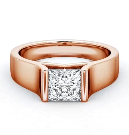 Princess Diamond Wide Band Engagement Ring 9K Rose Gold Solitaire ENPR4_RG_THUMB1
