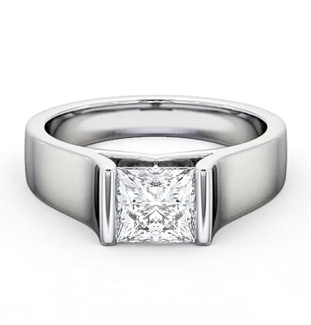 Princess Diamond Wide Band Engagement Ring Platinum Solitaire ENPR4_WG_THUMB1