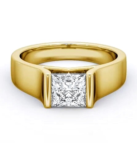 Princess Diamond Wide Band Engagement Ring 9K Yellow Gold Solitaire ENPR4_YG_THUMB1