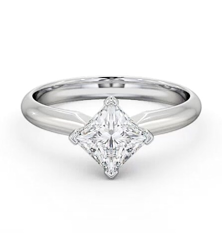 Princess Diamond Rotated Head Engagement Ring Platinum Solitaire ENPR50_WG_THUMB2 