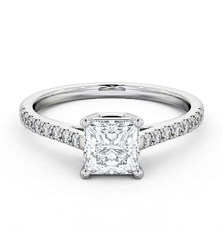 Princess Diamond Box Style Setting Ring 18K White Gold Solitaire ENPR51S_WG_THUMB1