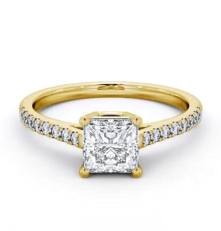 Princess Diamond Box Style Setting Ring 18K Yellow Gold Solitaire ENPR51S_YG_THUMB1