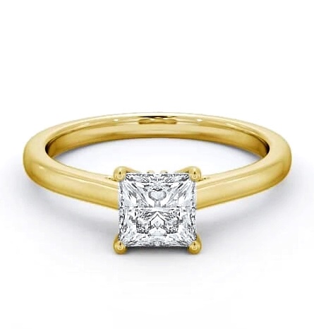 Princess Diamond Tulip Setting Style Ring 18K Yellow Gold Solitaire ENPR52_YG_THUMB2 