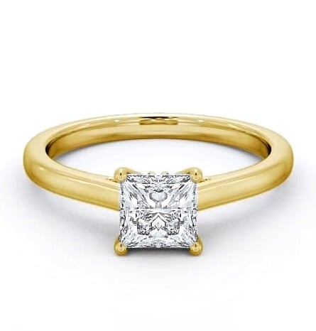 Princess Diamond Tulip Setting Style Ring 18K Yellow Gold Solitaire ENPR52_YG_THUMB1