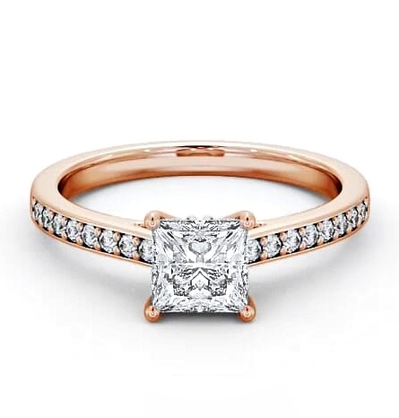 Princess Diamond Tulip Setting Style Ring 9K Rose Gold Solitaire ENPR52S_RG_THUMB1