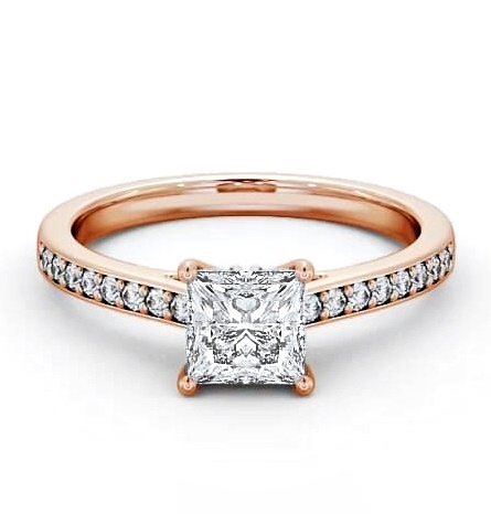 Princess Diamond Tulip Setting Style Ring 18K Rose Gold Solitaire ENPR52S_RG_THUMB2 
