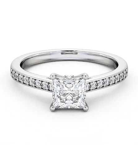 Princess Diamond Tulip Setting Style Ring 9K White Gold Solitaire ENPR52S_WG_THUMB1