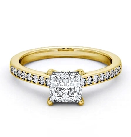Princess Diamond Tulip Setting Style Ring 9K Yellow Gold Solitaire ENPR52S_YG_THUMB1