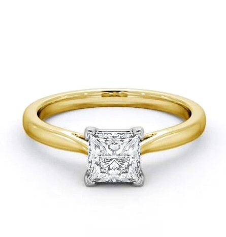 Princess Diamond Classic 4 Prong Ring 18K Yellow and White Gold Solitaire ENPR55_YWG_THUMB1