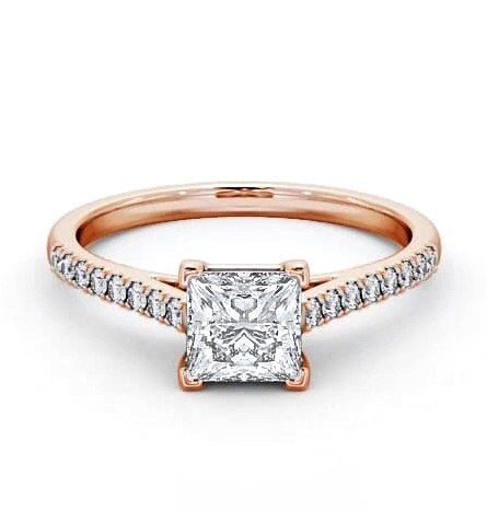 Princess Diamond 4 Prong Engagement Ring 18K Rose Gold Solitaire ENPR55S_RG_THUMB1