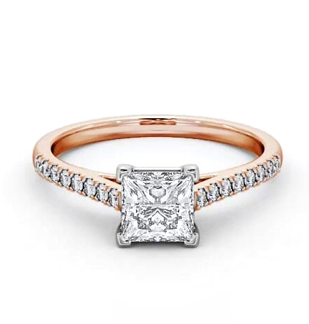 Princess Diamond 4 Prong Engagement Ring 18K Rose and White Gold Solitaire ENPR55S_RWG_THUMB1