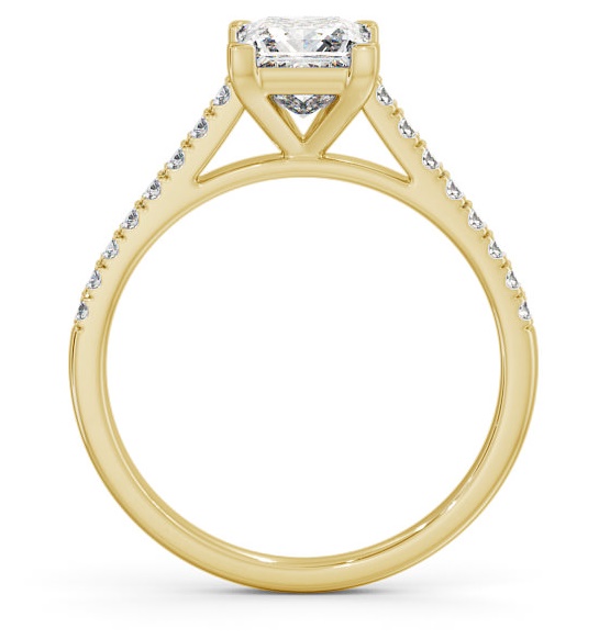 Princess Diamond 4 Prong Engagement Ring 9K Yellow Gold Solitaire with Channel Set Side Stones ENPR55S_YG_THUMB1
