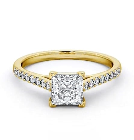 Princess Diamond 4 Prong Engagement Ring 9K Yellow Gold Solitaire ENPR55S_YG_THUMB1