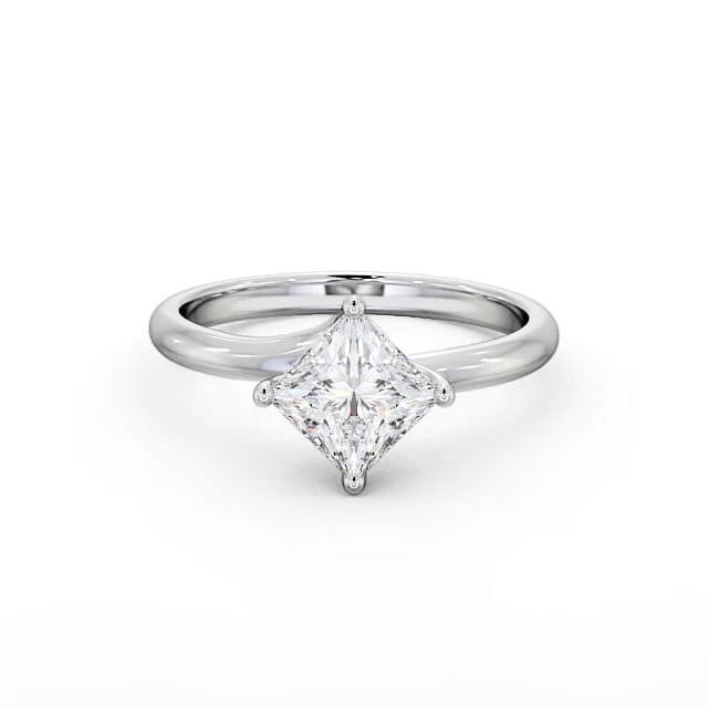 Princess Diamond Engagement Ring 18K White Gold Solitaire - Hazelle ENPR56_WG_HAND