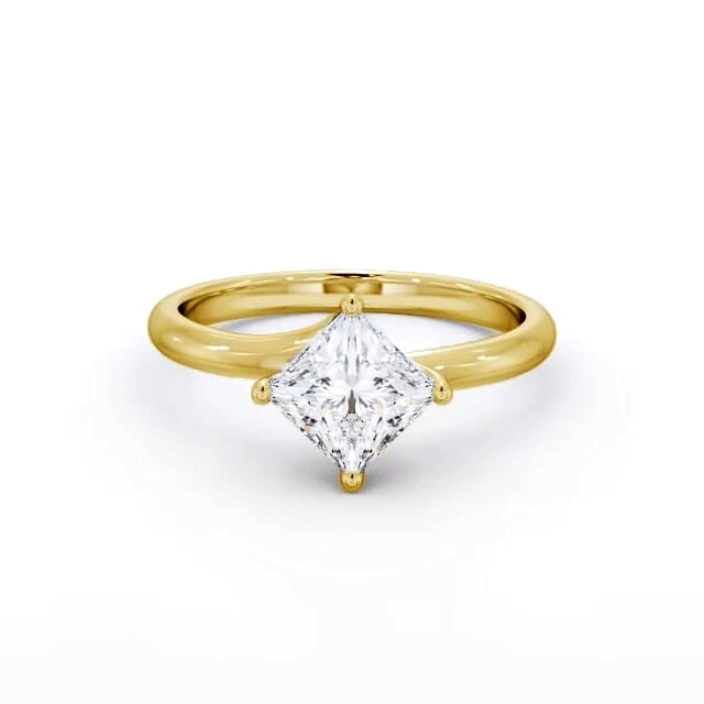 Princess Diamond Engagement Ring 18K Yellow Gold Solitaire - Hazelle ENPR56_YG_HAND
