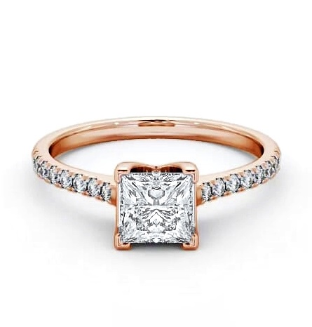 Princess Diamond Basket Setting Engagement Ring 9K Rose Gold Solitaire ENPR57S_RG_THUMB1