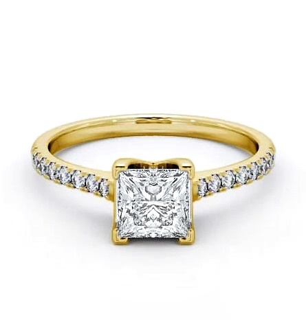 Princess Diamond Basket Setting Ring 18K Yellow Gold Solitaire ENPR57S_YG_THUMB2 