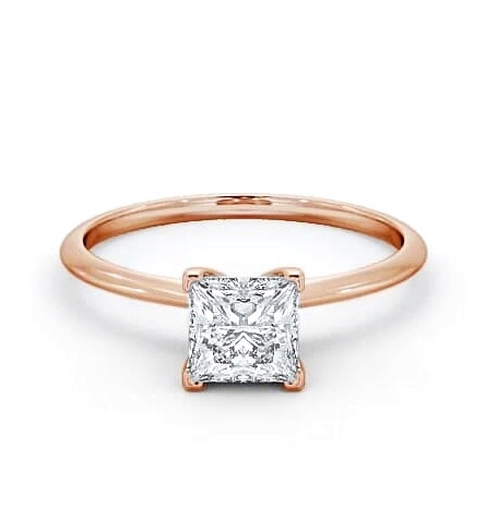 Princess Diamond Dainty Band Engagement Ring 18K Rose Gold Solitaire ENPR58_RG_THUMB2 