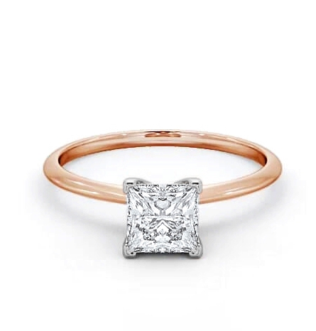 Princess Diamond Dainty Band Engagement Ring 18K Rose and White Gold Solitaire ENPR58_RWG_THUMB1