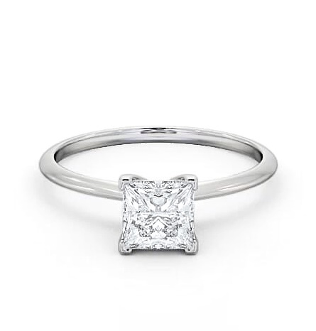 Princess Diamond Dainty Band Engagement Ring Platinum Solitaire ENPR58_WG_THUMB2 