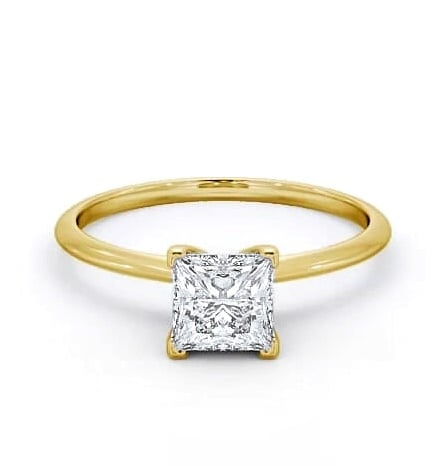 Princess Diamond Dainty Band Engagement Ring 18K Yellow Gold Solitaire ENPR58_YG_THUMB2 