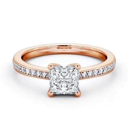 Princess Diamond 4 Prong Engagement Ring 9K Rose Gold Solitaire ENPR58S_RG_THUMB1