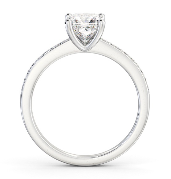 Princess Diamond 4 Prong Engagement Ring Platinum Solitaire with Channel Set Side Stones ENPR58S_WG_THUMB1