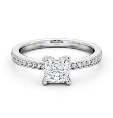 Princess Diamond 4 Prong Engagement Ring 18K White Gold Solitaire ENPR58S_WG_THUMB2 