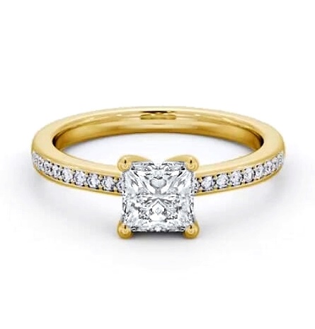 Princess Diamond 4 Prong Engagement Ring 18K Yellow Gold Solitaire ENPR58S_YG_THUMB2 