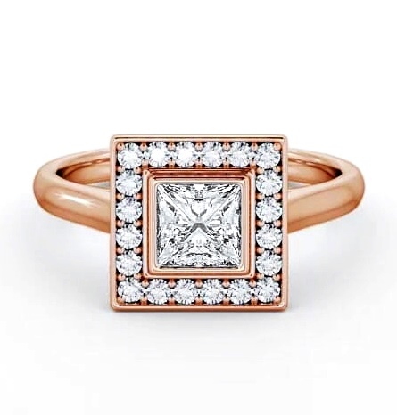 Halo Princess Diamond Square Design Engagement Ring 18K Rose Gold ENPR59_RG_THUMB1