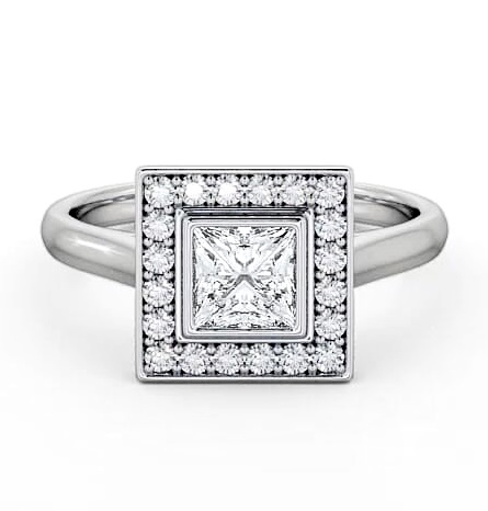 Halo Princess Diamond Square Design Engagement Ring Palladium ENPR59_WG_THUMB2 