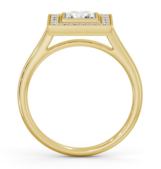 Halo Princess Diamond Square Design Engagement Ring 9K Yellow Gold ENPR59_YG_THUMB1