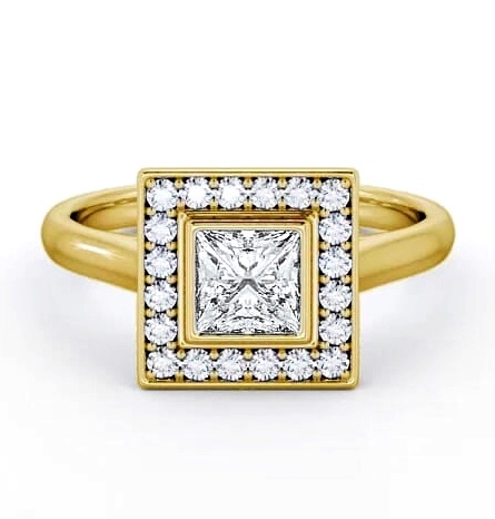 Halo Princess Diamond Square Design Engagement Ring 18K Yellow Gold ENPR59_YG_THUMB1