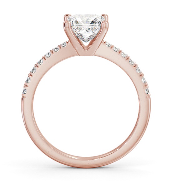 Princess Diamond 4 Prong Engagement Ring 9K Rose Gold Solitaire with Channel Set Side Stones ENPR59S_RG_THUMB1