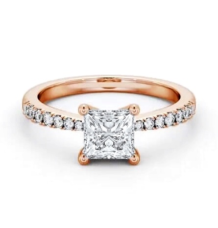 Princess Diamond 4 Prong Engagement Ring 18K Rose Gold Solitaire ENPR59S_RG_THUMB1