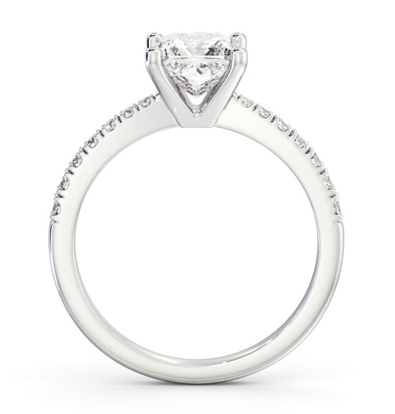 Princess Diamond 4 Prong Engagement Ring 18K White Gold Solitaire with Channel Set Side Stones ENPR59S_WG_THUMB1