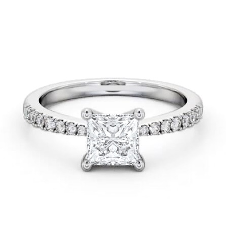 Princess Diamond 4 Prong Engagement Ring 18K White Gold Solitaire ENPR59S_WG_THUMB1
