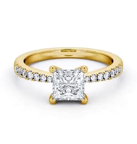 Princess Diamond 4 Prong Engagement Ring 9K Yellow Gold Solitaire ENPR59S_YG_THUMB1